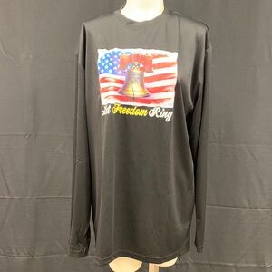 NEW! Armored black long sleep top with print Let Freedom Ring” Large